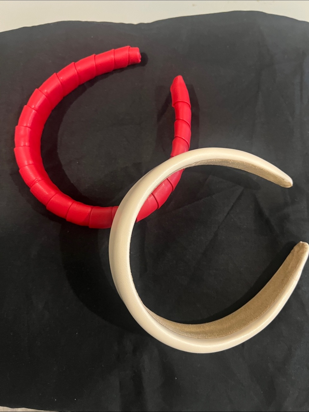 Chunky Red and Cream Padded Headbands x2